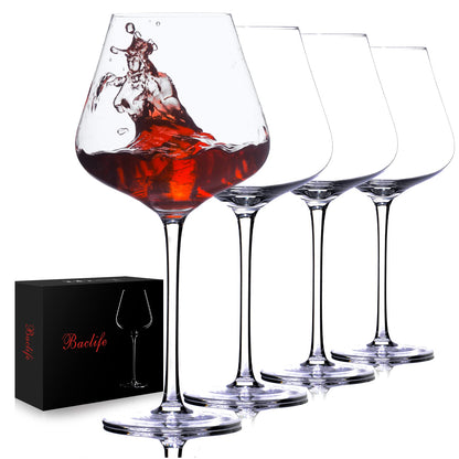 Hand Blown Red Wine Glasses Set of 4 – 23 oz Burgundy Wine Glasses with Long Stem – Lead-Free Premium Crystal Wine Glass – Unique Gift for Wedding, Anniversary, Christmas – Clear 🍁 All In One Marketplace Canada