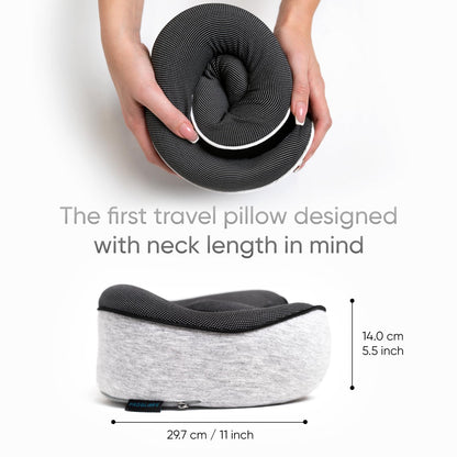 Proglobe Orthopedic Neck Pillow Travel Neck Pillows for Airplanes, Memory Foam Kit, Updated Resting Material, Airplane Travel Set with 3D Contoured Eye Masks, Earplugs, and Luxury Mesh Bag (Grey)