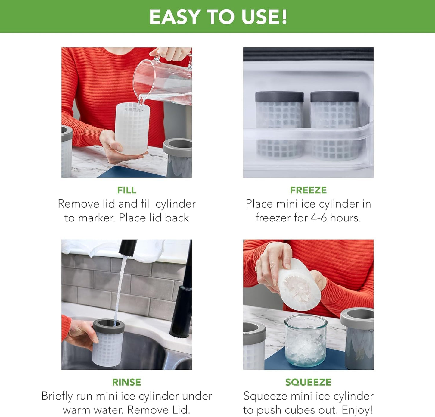 Tovolo Mini Ice Cylinder- Squeeze & Release- Set of 2, 1000422 Tovolo