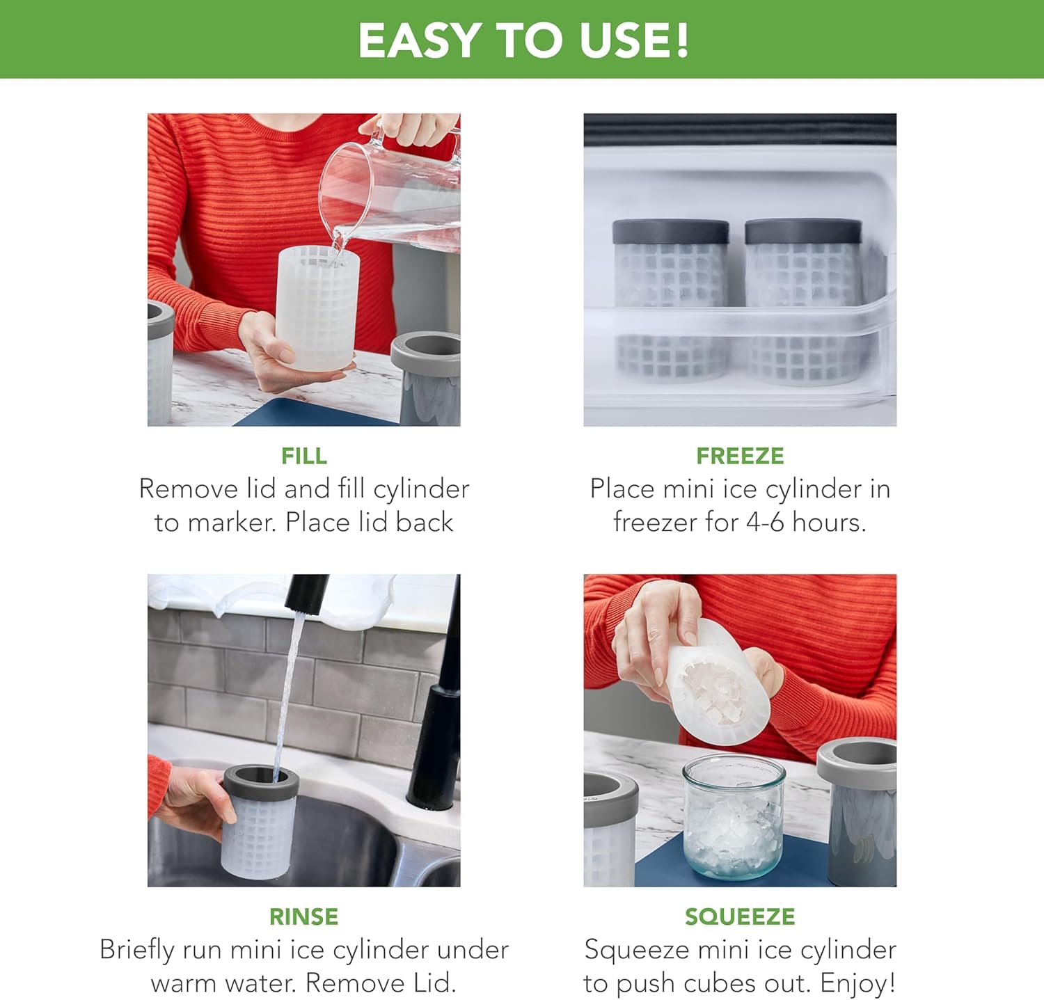 Tovolo Mini Ice Cylinder- Squeeze & Release- Set of 2, 1000422 Tovolo