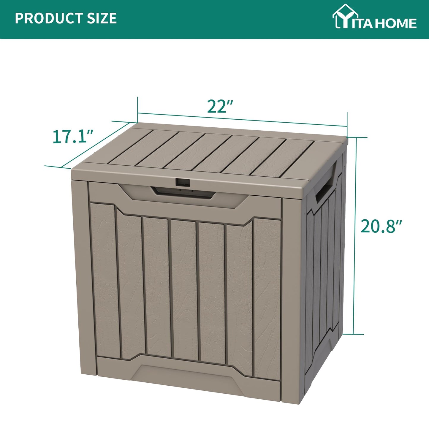 YITAHOME 31 Gallon Outdoor Storage Deck Box, Waterproof Resin Package Delivery and Storage Box with Lockable Lid for Patio Furniture Cushions, Pool Accessories, Garden Tools, Taupe YITAHOME