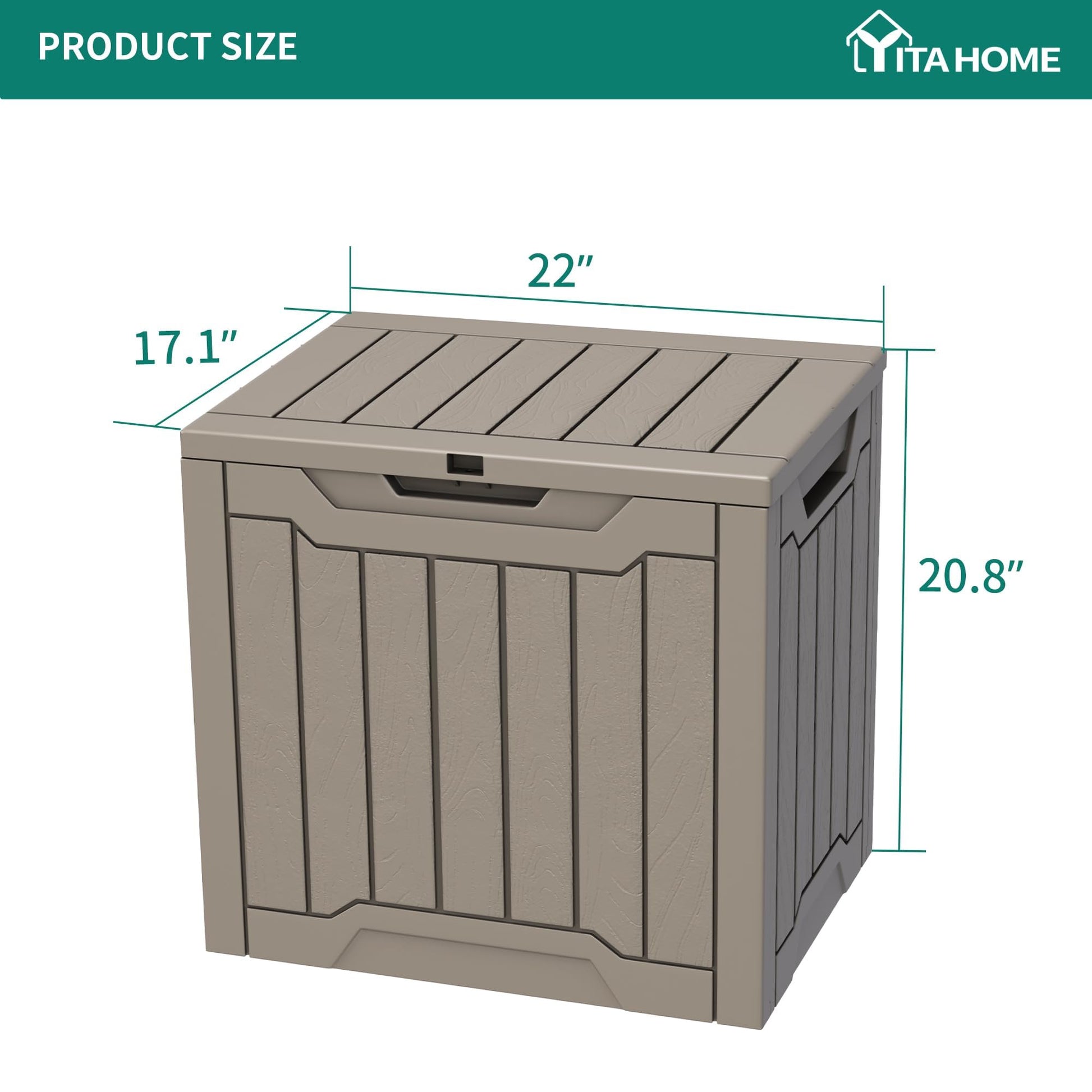 YITAHOME 31 Gallon Outdoor Storage Deck Box, Waterproof Resin Package Delivery and Storage Box with Lockable Lid for Patio Furniture Cushions, Pool Accessories, Garden Tools, Taupe YITAHOME