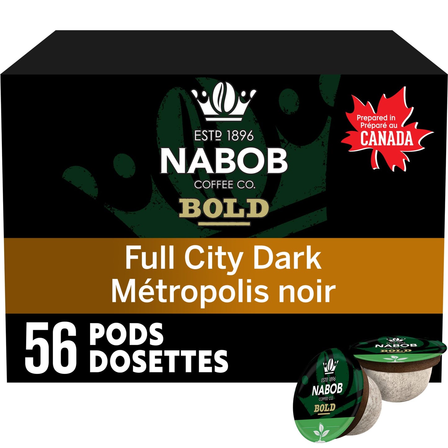 Nabob Bold Full City Dark 100% Compostable Pods, 56 Pods - Available at All In One Marketplace Canada