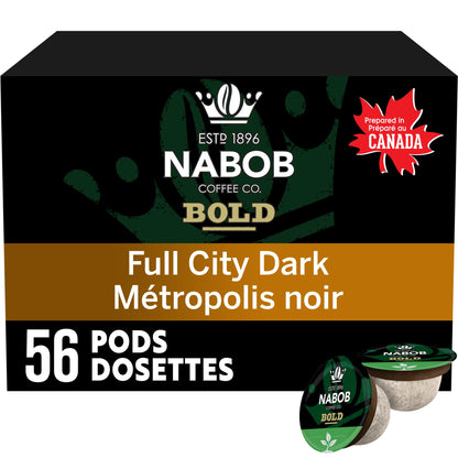 Nabob Bold Full City Dark 100% Compostable Pods, 56 Pods - Available at All In One Marketplace Canada