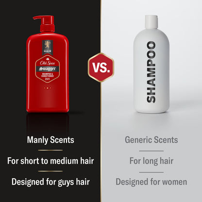 Old Spice Swagger 2in1 Shampoo and Conditioner for Men, Twin Pack, 1.73 L Total (865 mL Each) Old Spice