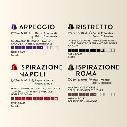 Nespresso Original Italian Bestsellers Variety Pack Coffee Pods, 50 Pods
