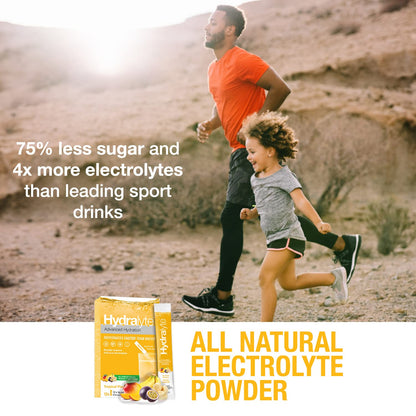 HydraLyte Electrolyte Powder, Manufactured in Canada - Tropical Flavour - Low Sugar Hydration Packets for All Ages - Made with All Natural Ingredients, 12 Servings 🍁 All In One Marketplace Canada