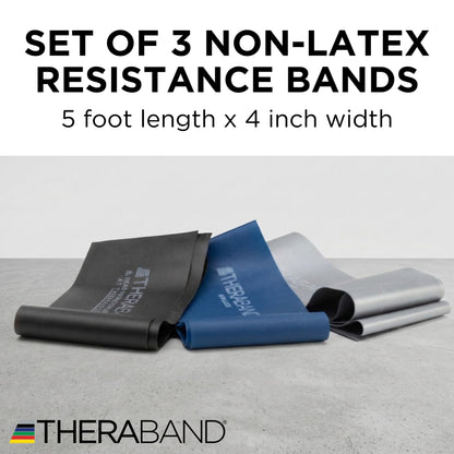 TheraBand Resistance Bands Set, Professional Non-Latex Elastic Band For Upper & Lower Body Exercise, Strength Training without Weights, Physical Therapy, & Pilates, Silver & Blue & Black, Advanced 🍁 All In One Marketplace Canada