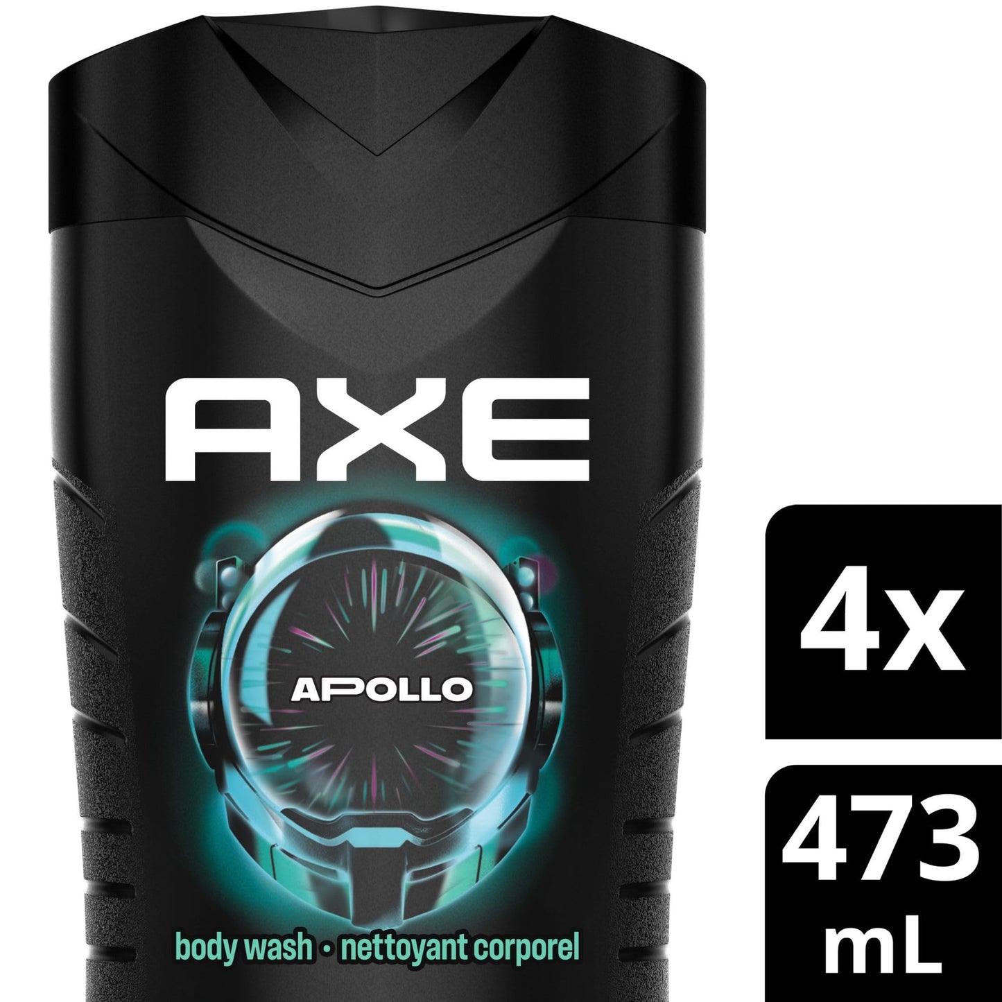 AXE Apollo Men's Body Wash for All Day Freshness, Sage & Cedarwood, with 100% Plant-Based Moisturizers, 473ml (Pack of 4)