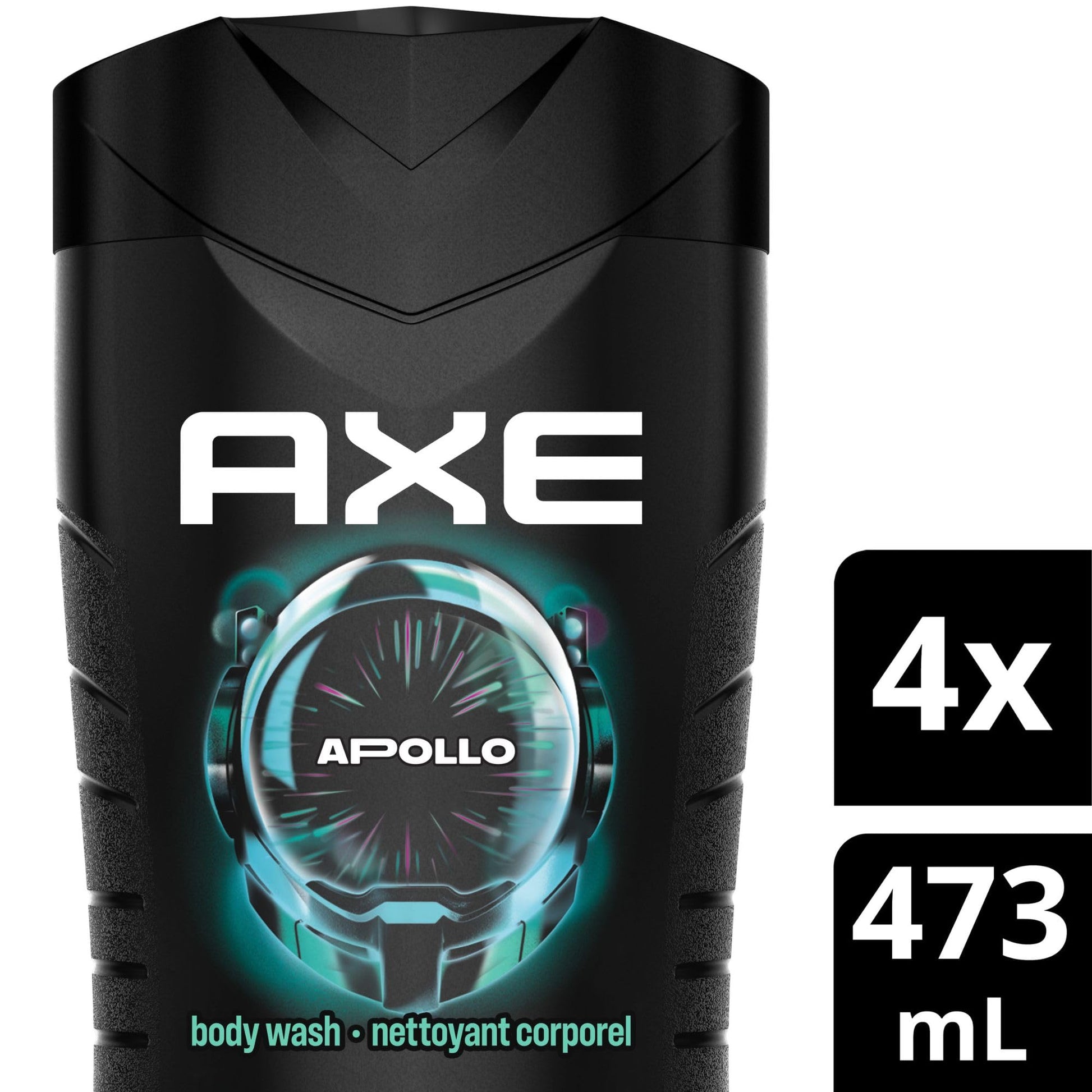 AXE Apollo Men's Body Wash for All Day Freshness, Sage & Cedarwood, with 100% Plant-Based Moisturizers, 473ml (Pack of 4)