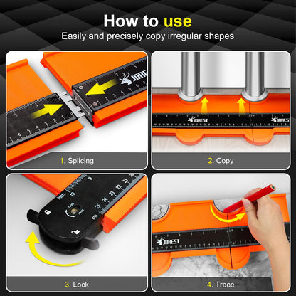 JOREST Connectable Profile Gauge Christmas Gift Ideas 10+5 Inch, Stocking Stuffers for Men Dad Husband Him, Contour Duplicator with Lock, Shape Outline Tool, Woodworking Tile Flooring, Angle Measuring 🍁 All In One Marketplace Canada
