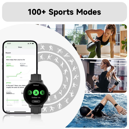 Smart Watch for Men Women, Bluetooth Calling, 1.27" HD Touchscreen Fitness Tracker, 100+ Sports Modes, AI Built-in, Heart Rate/Sleep/Step/SpO2 Monitor, IP68 Waterproof, Smartwatch for Android iPhone - Available at All In One Marketplace Canada
