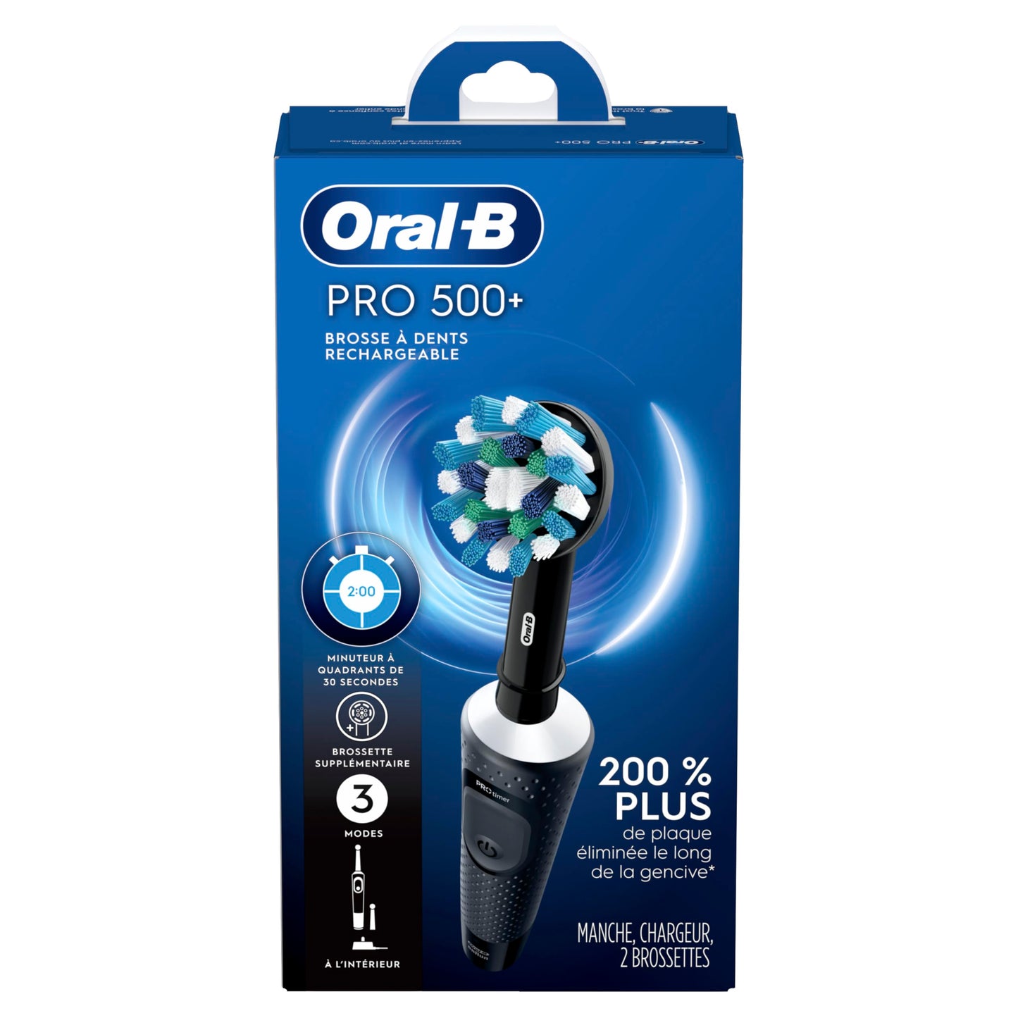ORAL-B PRO 500+ RECHARGEALBE TOOTHBRUSH BLACK 1 CT - Available at All In One Marketplace Canada