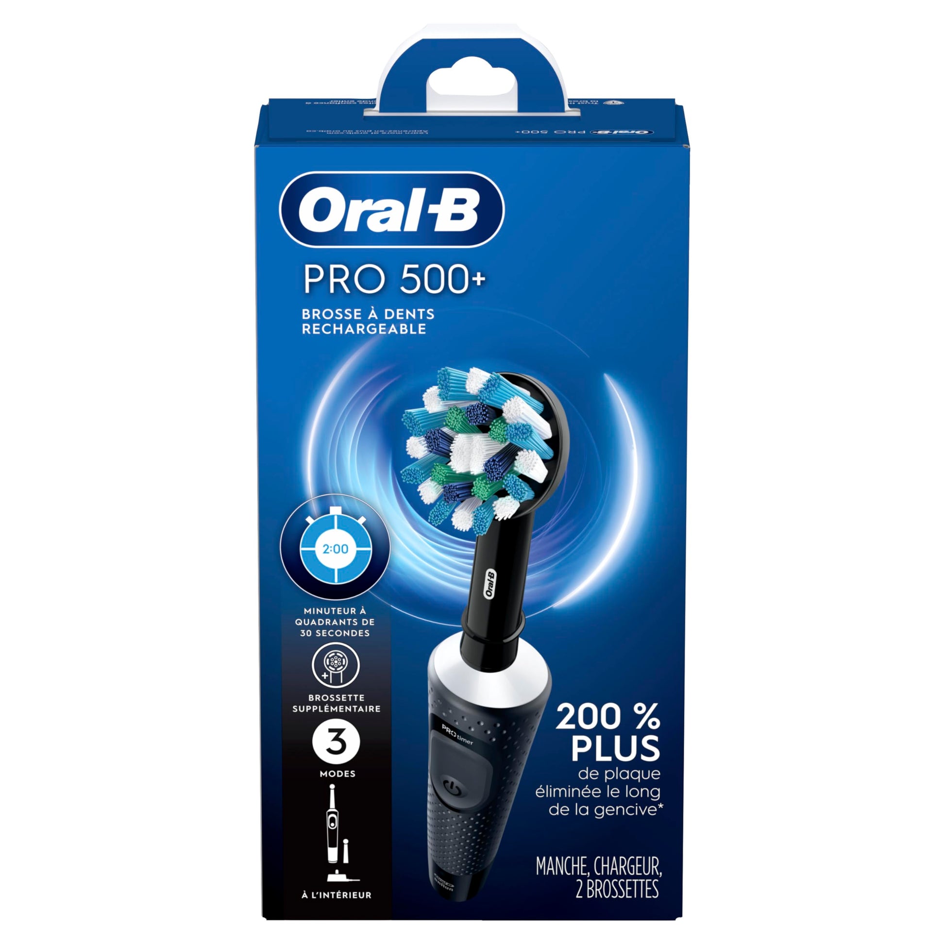 ORAL-B PRO 500+ RECHARGEALBE TOOTHBRUSH BLACK 1 CT - Available at All In One Marketplace Canada