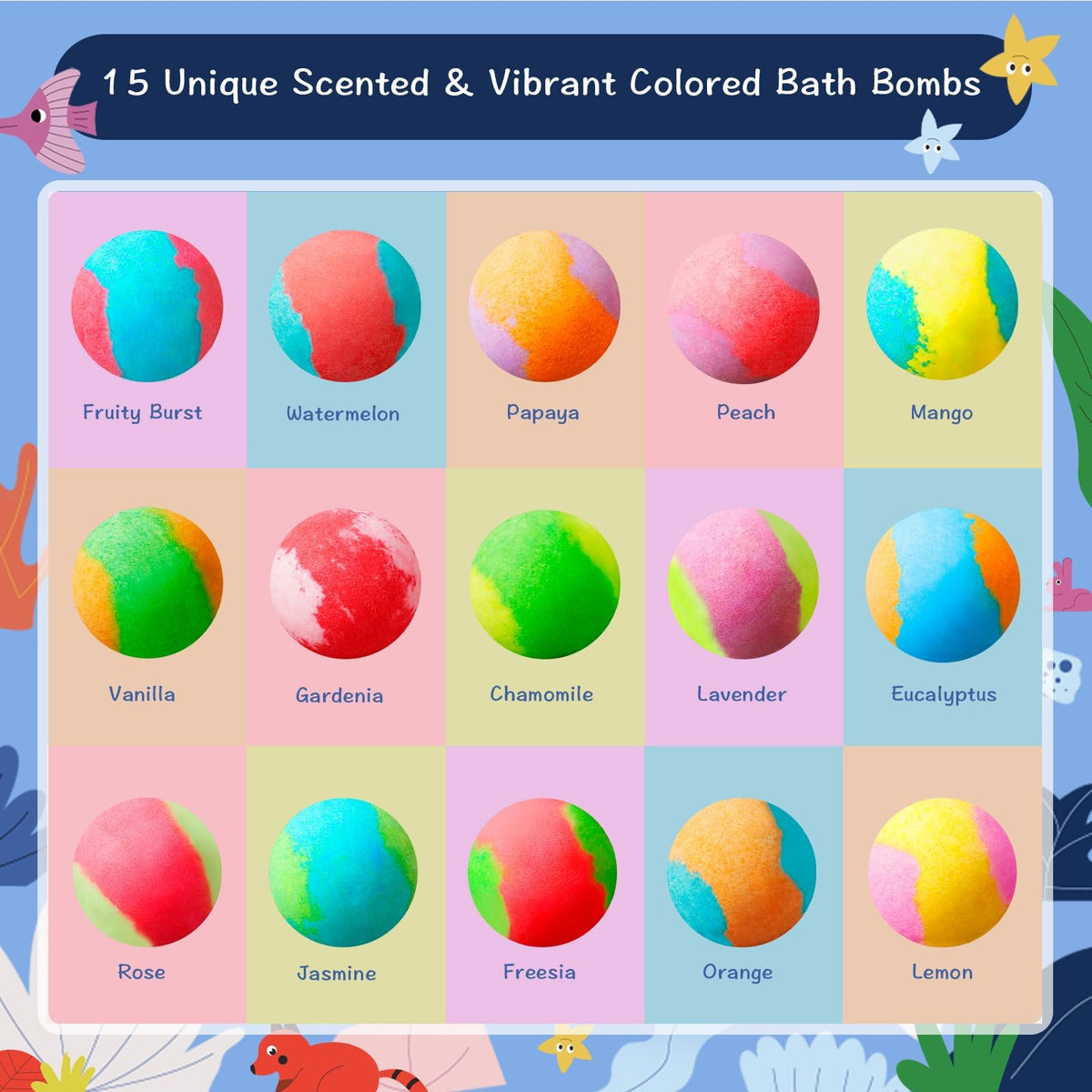 15 Pack Sea Surprise Bath Bombs for Kids, Organic Child-Safe Gift Set 🍁 All In One Marketplace Canada