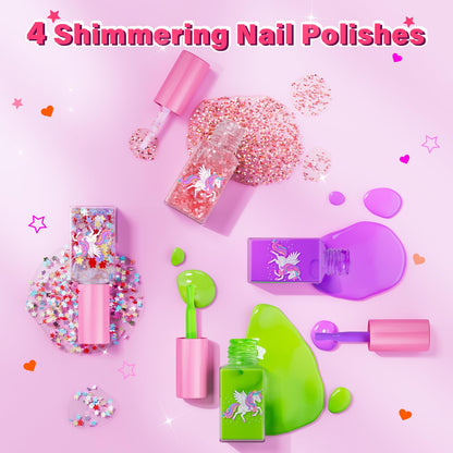 Glisiol Kids Nail Polish Set for Girls Toys, Washable Quick-Dry Toddler Nail Art Kit with Air Cooling Dryer and Cosmetic Case, Christmas or Birthday Gifts for Girls Ages 3 4 5 6 7 9 10 11 12-Pink 🍁 All In One Marketplace Canada
