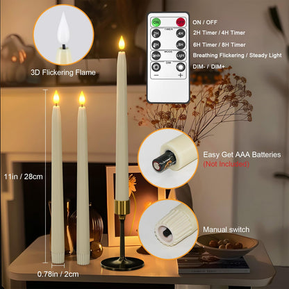 Yme 10pcs Flameless LED Ivory Taper Candles with Timer and Remote 🍁 All In One Marketplace Canada
