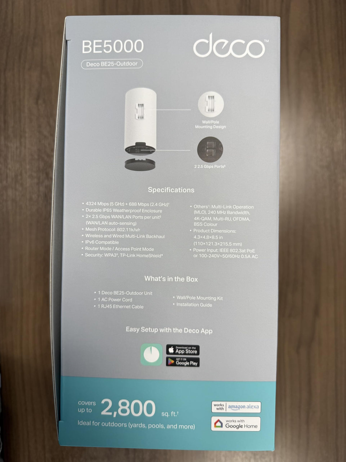 Deco BE25-Outdoor BE5000 WiFi 7 Mesh Extender, IP65, 1-Pack