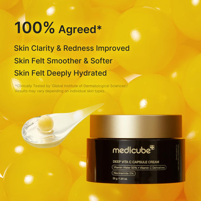 Medicube Deep Vita C Capsule Cream, 55g, Dual-Texture Moisturizer with Vitamin Capsules and Gel Base