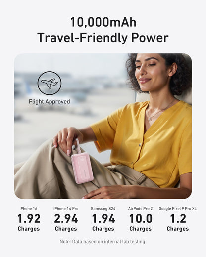 Anker Zolo Power Bank (2025 Upgraded Version), 20,000mAh 30W High-Speed Portable Charger with Built-in USB-C Cable, Battery Pack for iPhone 17/16 / 15 Series, Galaxy, and More (20000, Amp Hours)