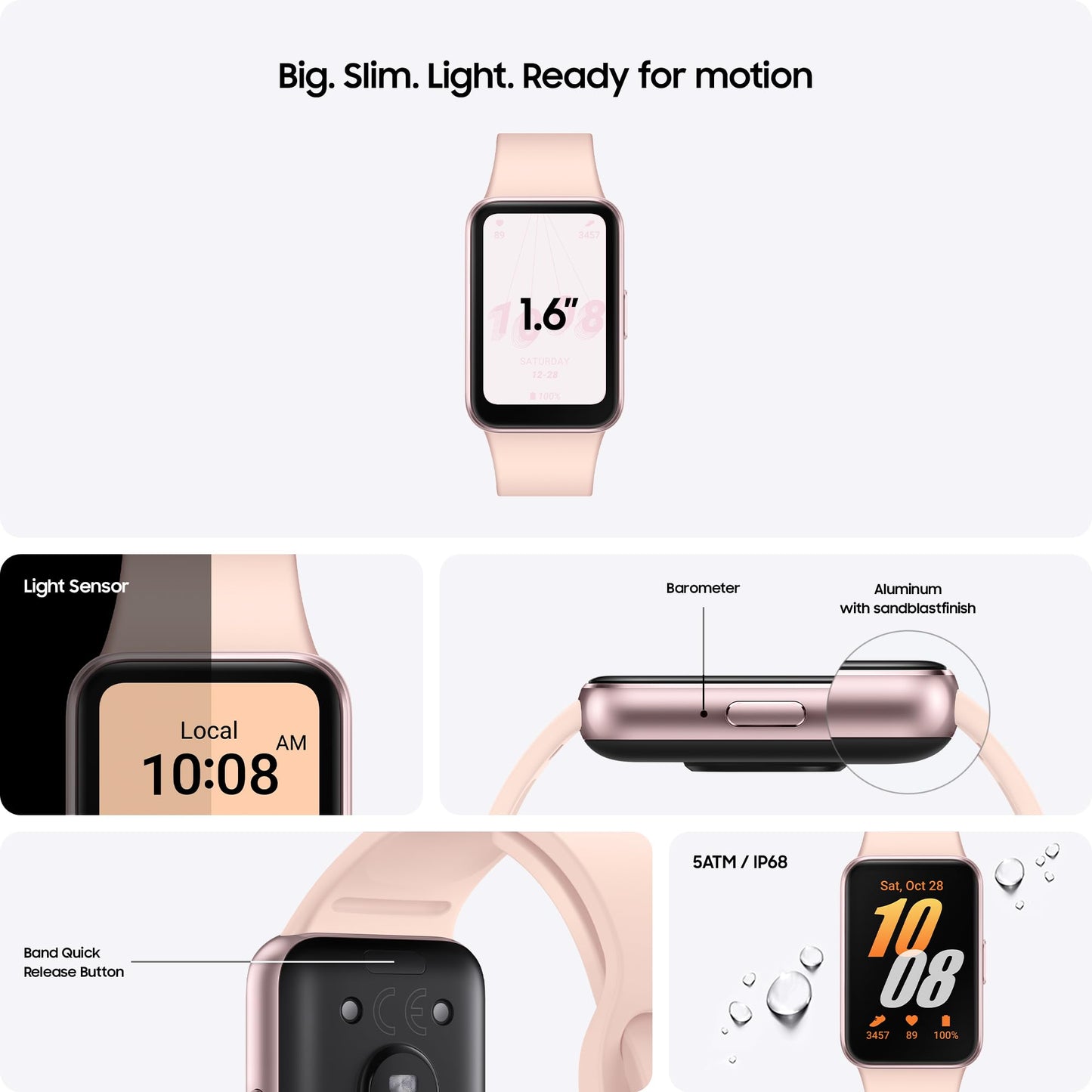 Samsung Galaxy Fit3, 1.6" AMOLED Display, 13 Days Battery Charge, Sleep Monitoring, Fall Detection - Pink Gold (CAD Version & Warranty)