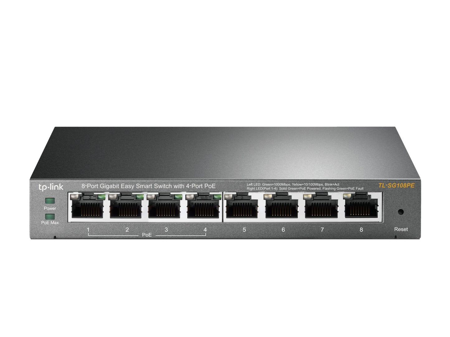 TP-Link 8–Port Gigabit PoE Switch, 4 PoE+ Ports @64W, Easy Smart (TL-SG108PE)