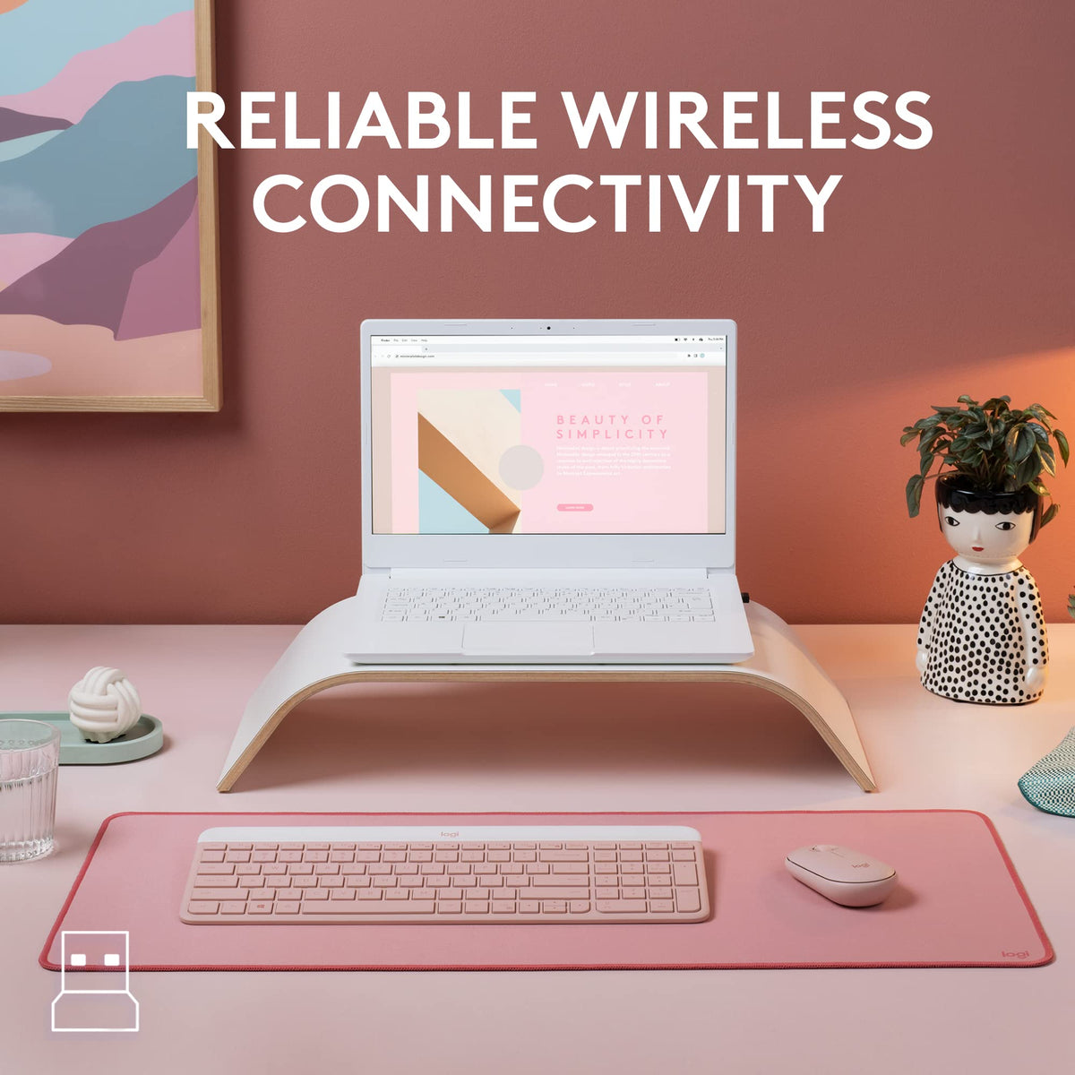 Logitech MK470 Slim Wireless Combo Compact Keyboard and Mouse - Rose