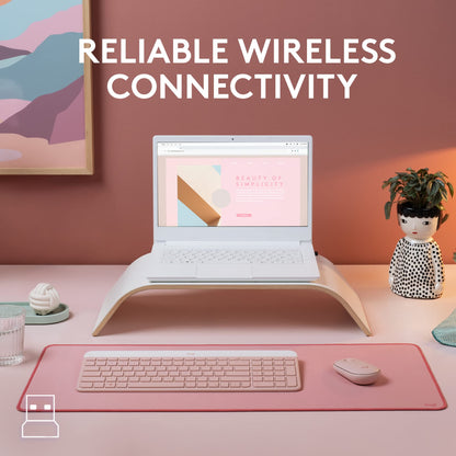 Logitech MK470 Slim Wireless Combo Compact Keyboard and Mouse - Rose