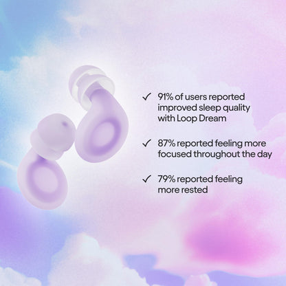 Loop Dream – Silicone/Memory Foam Earplugs for Sleep Comfort | Comfortable Ear Plugs for Muffling Snoring & Sleeping | Customized Fit | 27dB (SNR) Noise Reduction