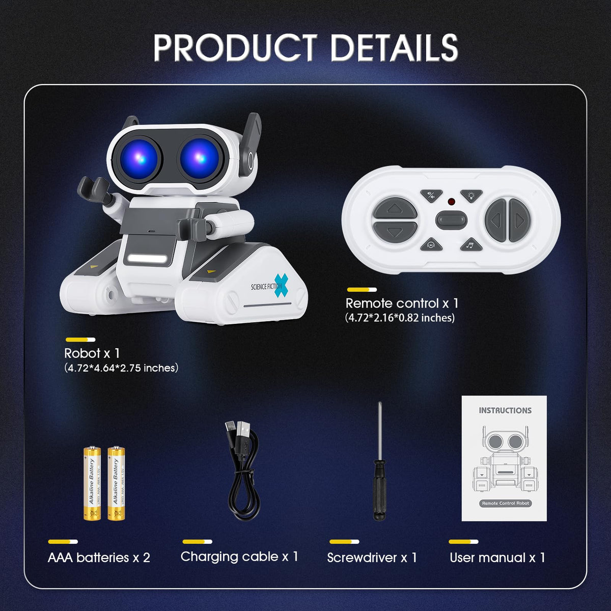Winthai Robot Toys with Colorful LED, Remote Control Robot Toy with LED Eyes, Flexible Head & Arms, Dance Moves and Music for Kids Boys/Girls, for 3-12 Year Toddler Kid Children Teen for Christmas 🍁 All In One Marketplace Canada