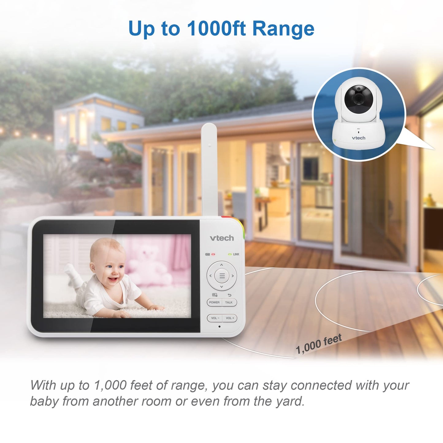 VTech VM924-2 Pan & Tilt Video Baby Monitor with 2 Cameras, 5" LCD Screen, Up to 17 Hrs Video Battery Life(2600 mAh), 1.33x Zoom, Night Vision, Best-in-Class 1000ft Range, Soothing Sounds, 2-Way Talk 🍁 All In One Marketplace Canada