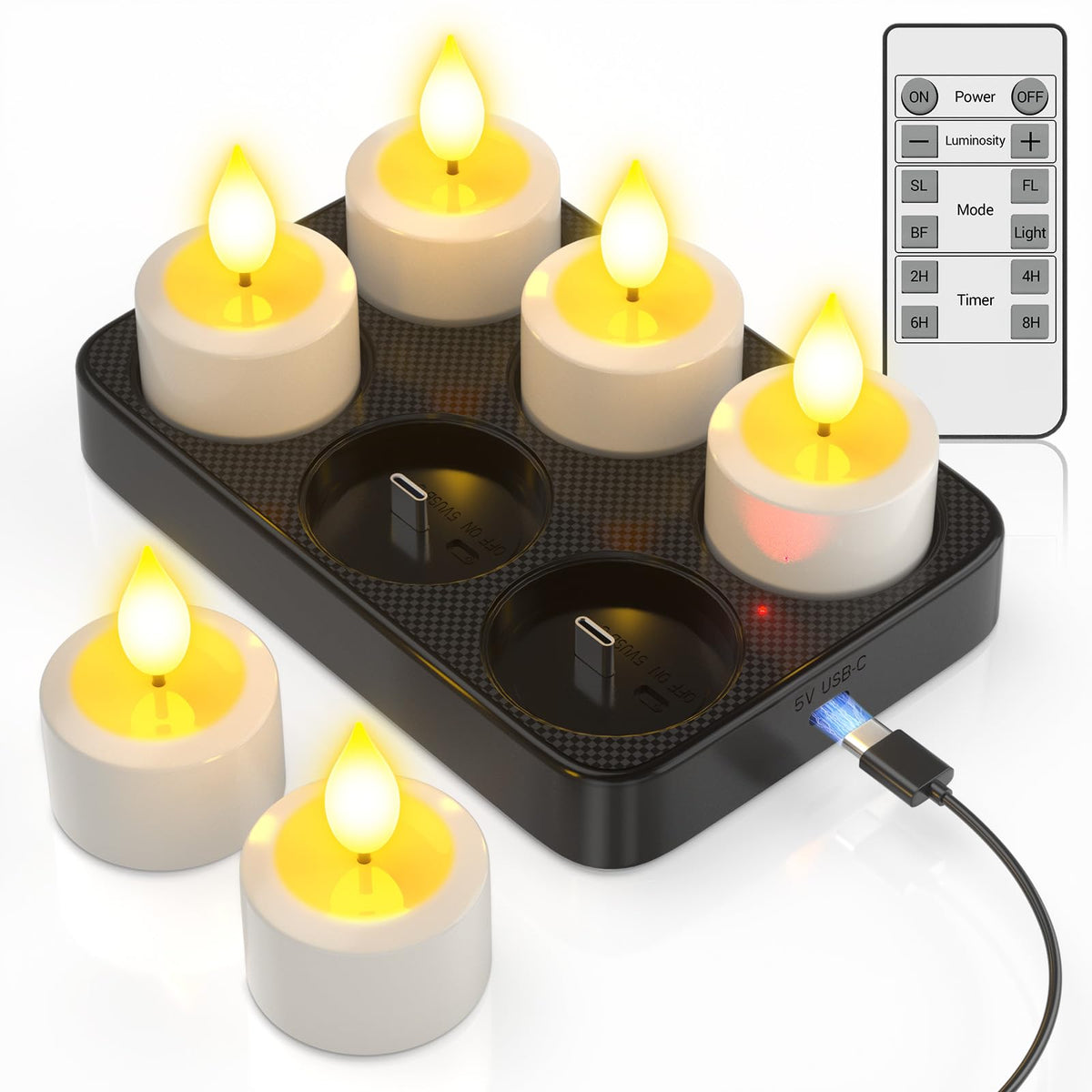 SoulBay Rechargeable Tea Lights Candles with Remote Timer & Charging Base 🍁 All In One Marketplace Canada