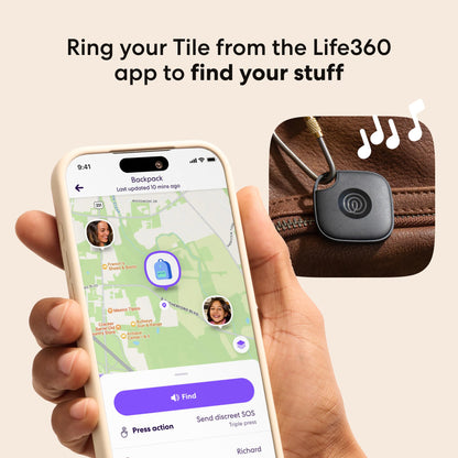 Life360 Tile - Bluetooth Tracker, Keys Finder and Item Locator for Keys, Bags and More. Phone Finder. Both iOS and Android Compatible. 4-Pack (Black)