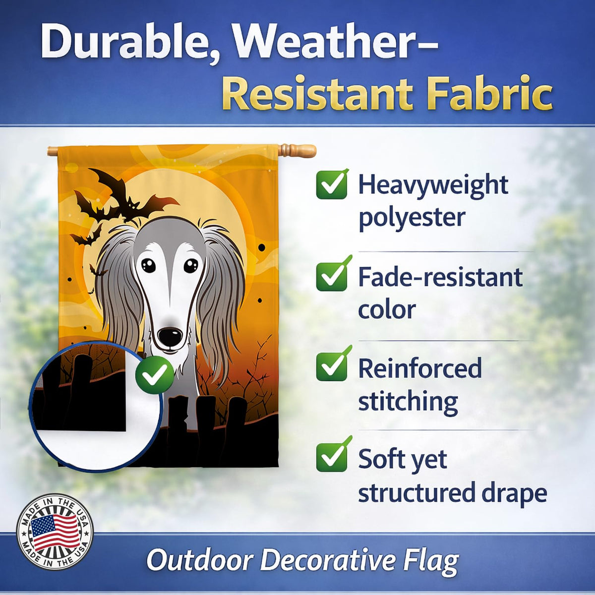 Drapeau de maison en toile Halloween Saluki BB1787CHF de Caroline's Treasures, multicolore, grand