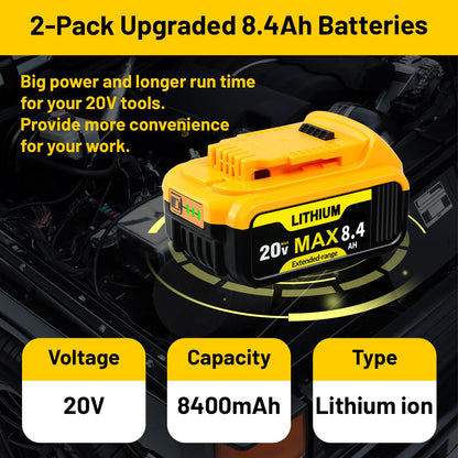 2 Packs 20V Max Battery Replacement for DEWALT 20V Battery Compatible with Dewalt Battery DCB200 DCB205 DCB206 DCB208 DCB180 DCD/DCF/DCG Series Cordless Tools with 3-LED Indicator - Available at All In One Marketplace Canada