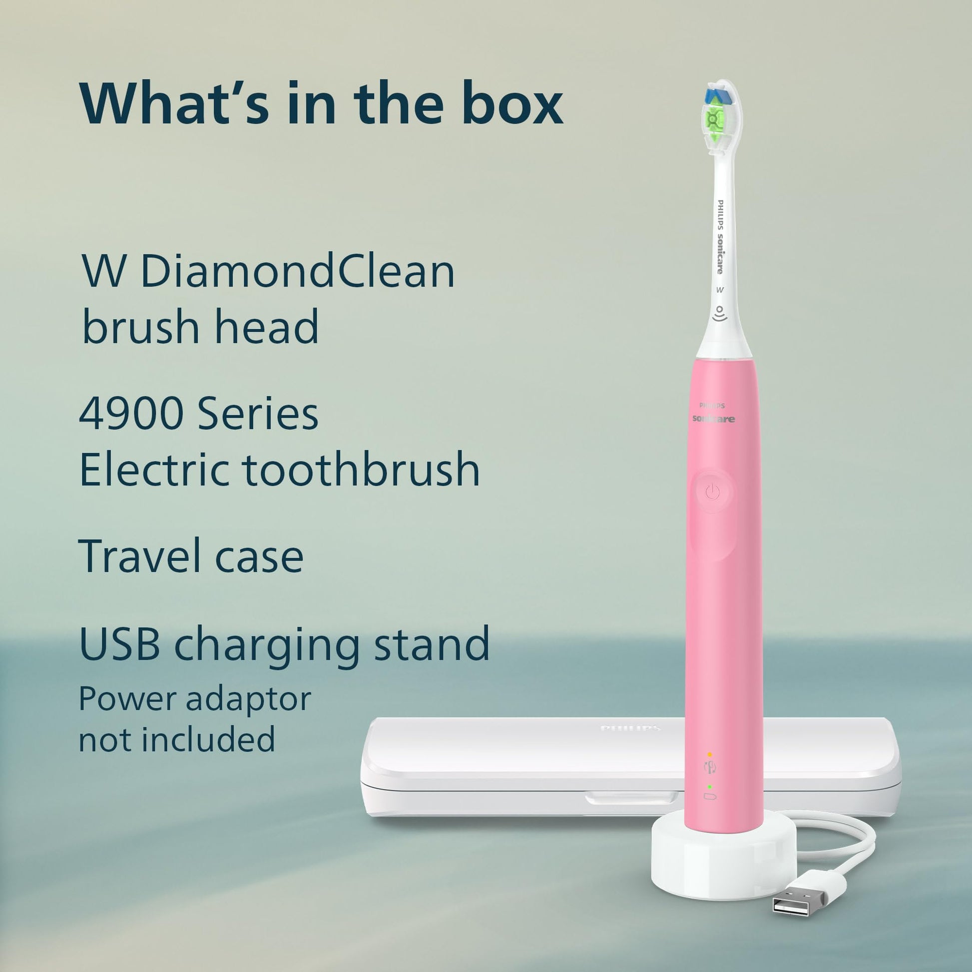 Philips Sonicare 4900 Rechargeable Electric Toothbrush, 1 Brush Head, Pink PHILIPS