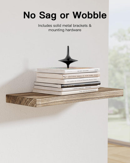 AMADA HOMEFURNISHING Floating Shelves, Paulownia Wood Wall Shelves for Bathroom/Living Room/Bedroom/Kitchen/Home Office, Natural Wood Wall Shelf for Home Storage & Organization, Set of 4, AMFS40 - Available at All In One Marketplace Canada