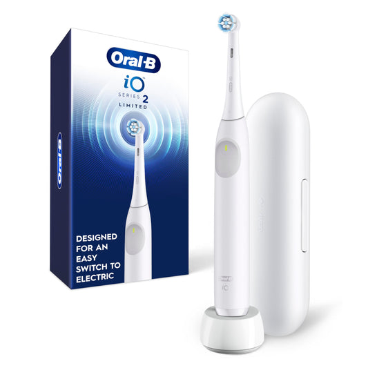 Oral-B iO2 Electric Toothbrush, for an Easy Switch to Electric, Pure White, Rechargeable Electric Toothbrushes, iO Series 2 Limited with 1 Power Toothbrush, 1 Brush Head, and 1 Travel Case