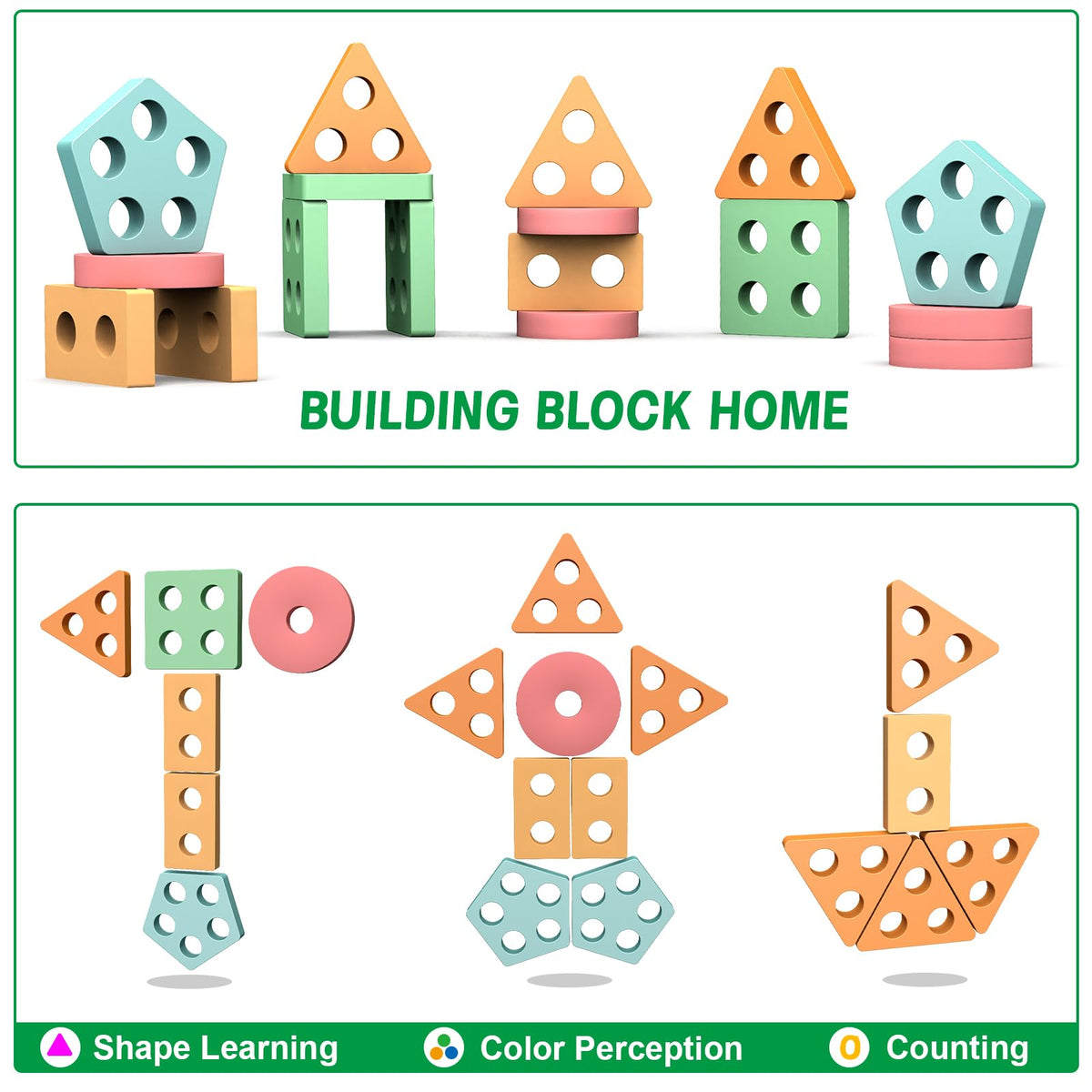 OSLINE Montessori Educational Toys for 1 2 3 Year Old Gifts,Toddler Wooden Toys Shape Sorter Stacking Toy Boy Girl Gifts,Wooden Blocks Puzzle Learning Toys - Christmas Easter Birthday Gifts 🍁 All In One Marketplace Canada