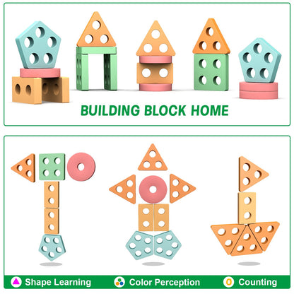OSLINE Montessori Educational Toys for 1 2 3 Year Old Gifts,Toddler Wooden Toys Shape Sorter Stacking Toy Boy Girl Gifts,Wooden Blocks Puzzle Learning Toys - Christmas Easter Birthday Gifts 🍁 All In One Marketplace Canada