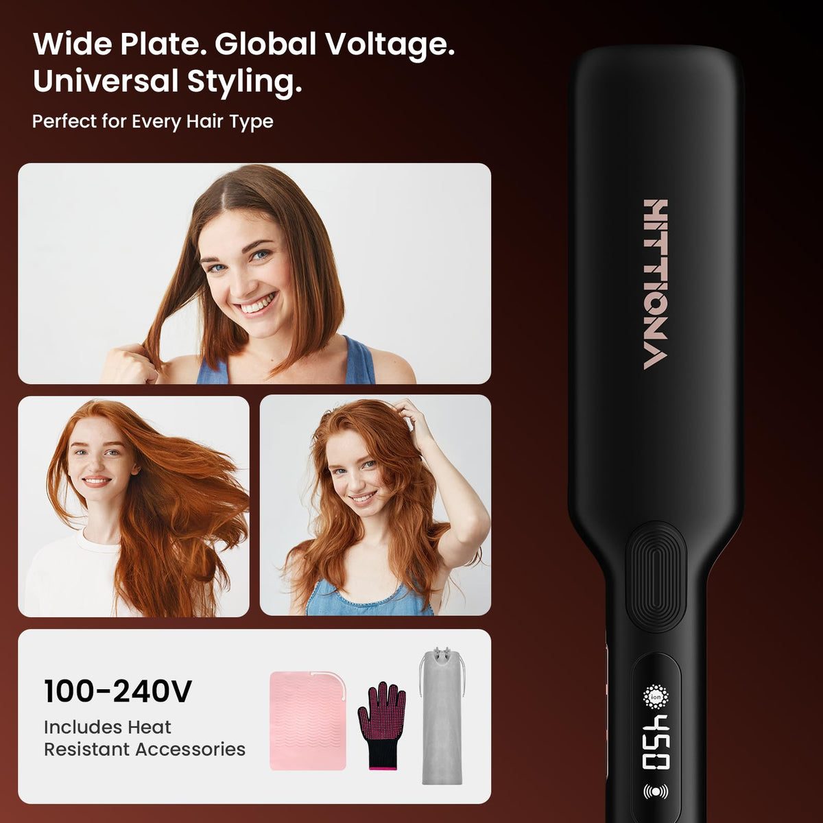 HITTIONA Infrared Flat Iron Hair Straightener 1.75" Ceramic Hair Iron