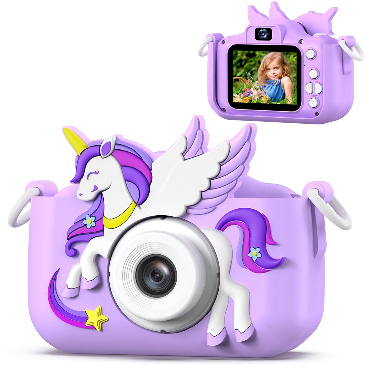 Upgrade Kids Camera for Boys Girls, Toddler Digital Selfie Camera with Cute Protective Cover and SD Card, Christmas Birthday Gifts Toys for 3 4 5 6 7 8 9 10 11 12 Years Old Little Girls and Boys 🍁 All In One Marketplace Canada