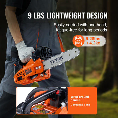 VEVOR Gas Chainsaw, 25.4CC 12" 1.2HP, Gasoline Powered Chain Saw, Handheld Cordless Petrol Chainsaws for Tree Wood Branch Cutting, Tree Trimming, Land Clearing, Farm Garden Ranch Forest Cutting Use 🍁 All In One Marketplace Canada