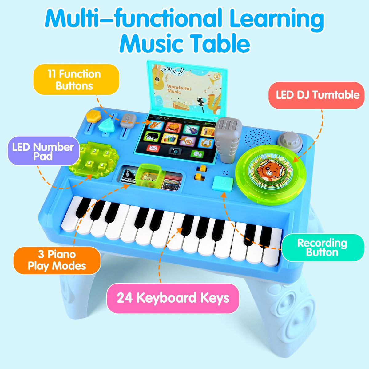 Baby DJ Table for Toddlers 1-3, Baby Musical Piano Toys 6-9-12-18 Months Toddler Learning DJ Mixing Table with Music & Light Educational Toy for 1 Year Old Boy Girl First Christmas Birthday Gift 🍁 All In One Marketplace Canada
