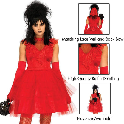 Leg Avenue Women's Beetle Bride 80s Halloween Costume, Red, Small