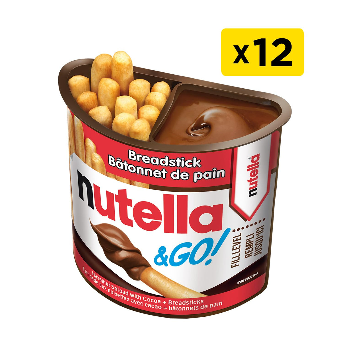 NUTELLA & GO Chocolate Hazelnut Spread With Breadsticks - 52 g Pack x 12