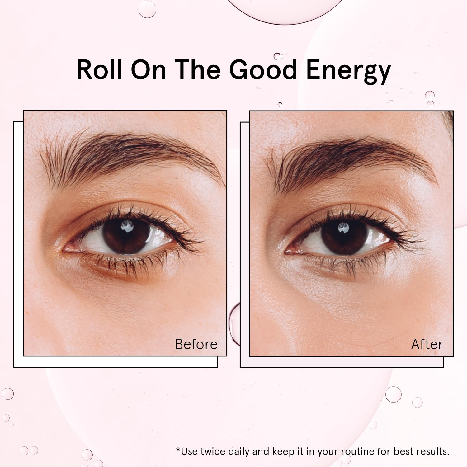 grace & stella Eye Serum Roller with Rose Quartz Rollerball - Hyaluronic Acid & Caffeine Under Eye Cream for Dark Circles & Puffiness - Airplane Travel Essentials - Vegan Skincare (15ml / 0.51floz)