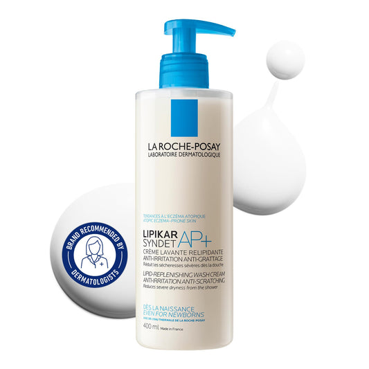 La Roche-Posay Body Wash, Lipikar Syndet AP+ Anti-Itch Body Wash For Eczema-prone Skin with Shea Butter & Niacinamide, Fragrance Free, Suitable for Sensitive Skin, 400ml - Available at All In One Marketplace Canada