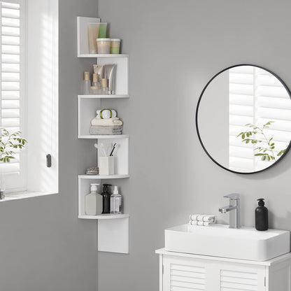 VASAGLE CUSTOS Collection - Corner Shelf Wall Mount, 5-Tier Floating Corner Bookshelf, Plant Shelf for Bedroom, Living Room, Bathroom, Home Office, Cloud White ULBC72WT VASAGLE