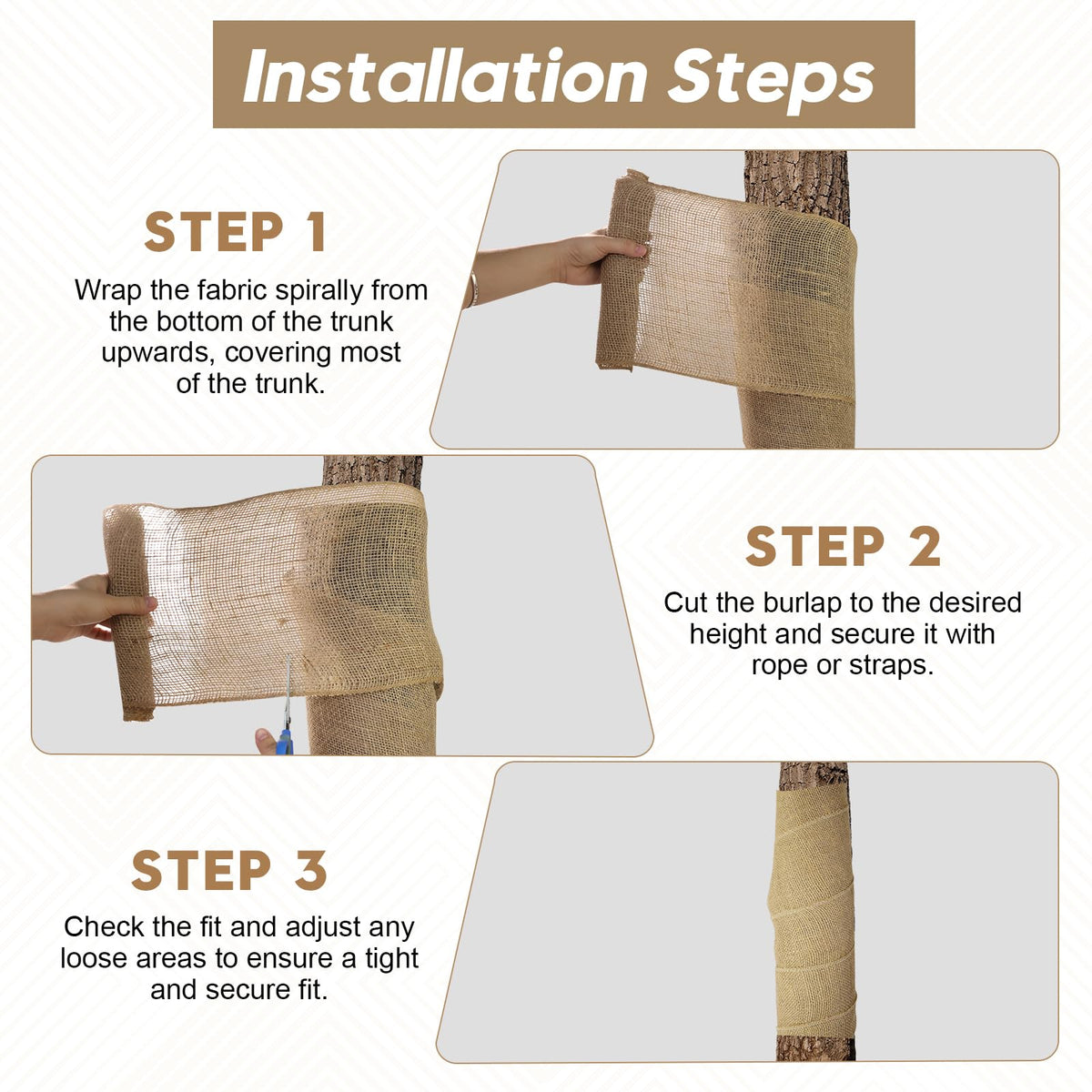 Vefhby Burlap Roll, 19.7FT x 15.7in Natural Burlap Fabric Tree Trunk Protector, Winter Outdoor Burlap Tree Wrap for Plant Winter Covering, Frost & Freeze Protection, Decor, Crafts, Gardening 🍁 All In One Marketplace Canada